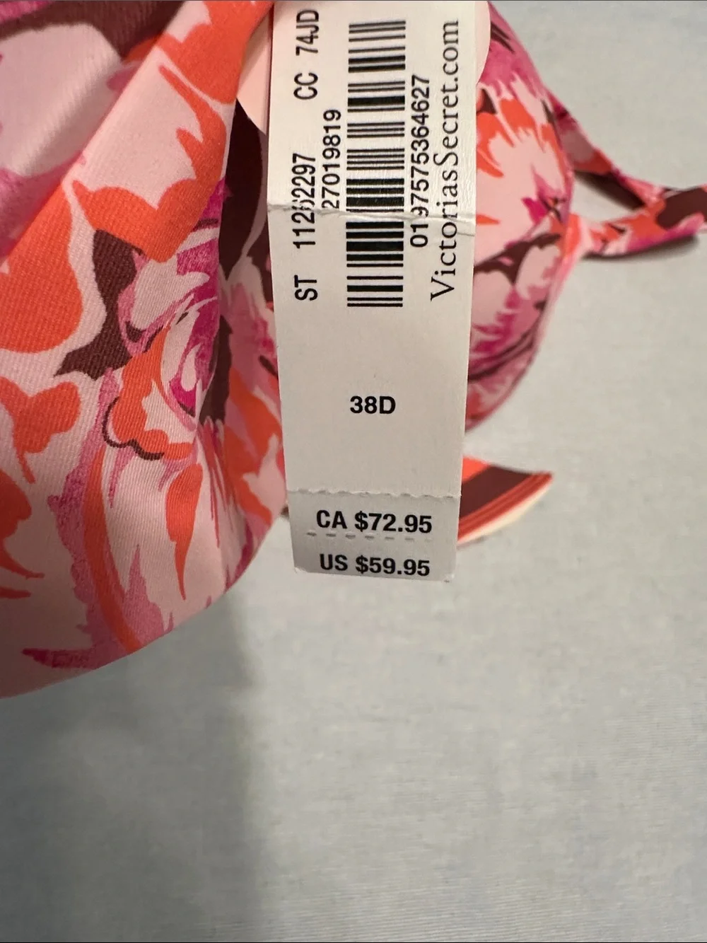 Victoria's Secret Pink Floral Push-up Bikini Top with Tie Accent